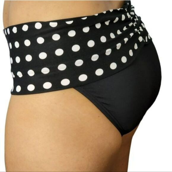 Coco Reef Polka Dot Rollover Bikini Bottom Black And White Swimwear Size S - Picture 4 of 8